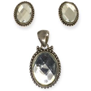 BEST faceted mirrored post earrings & matching pendant Women’s jewelry